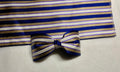 Royal Blue & Gold Striped Bow Tie and Pocket Square Set